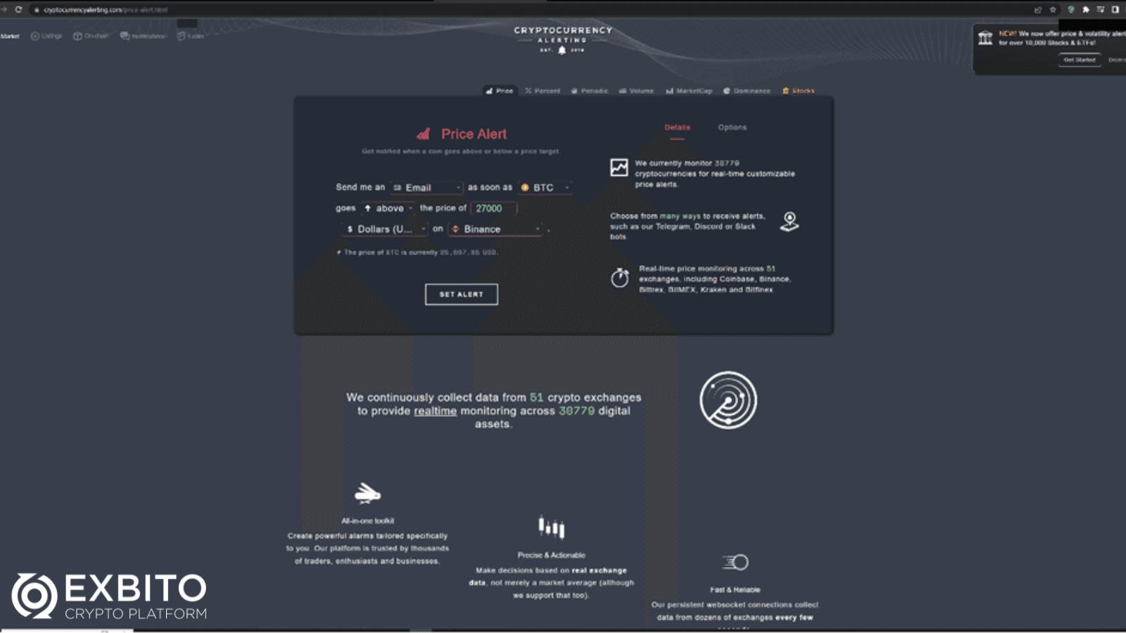 فعال‌سازی آلارم Cryptocurrency alerting